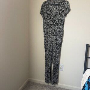 ZARA Black Floral Daisy Print Jumpsuit - Size L